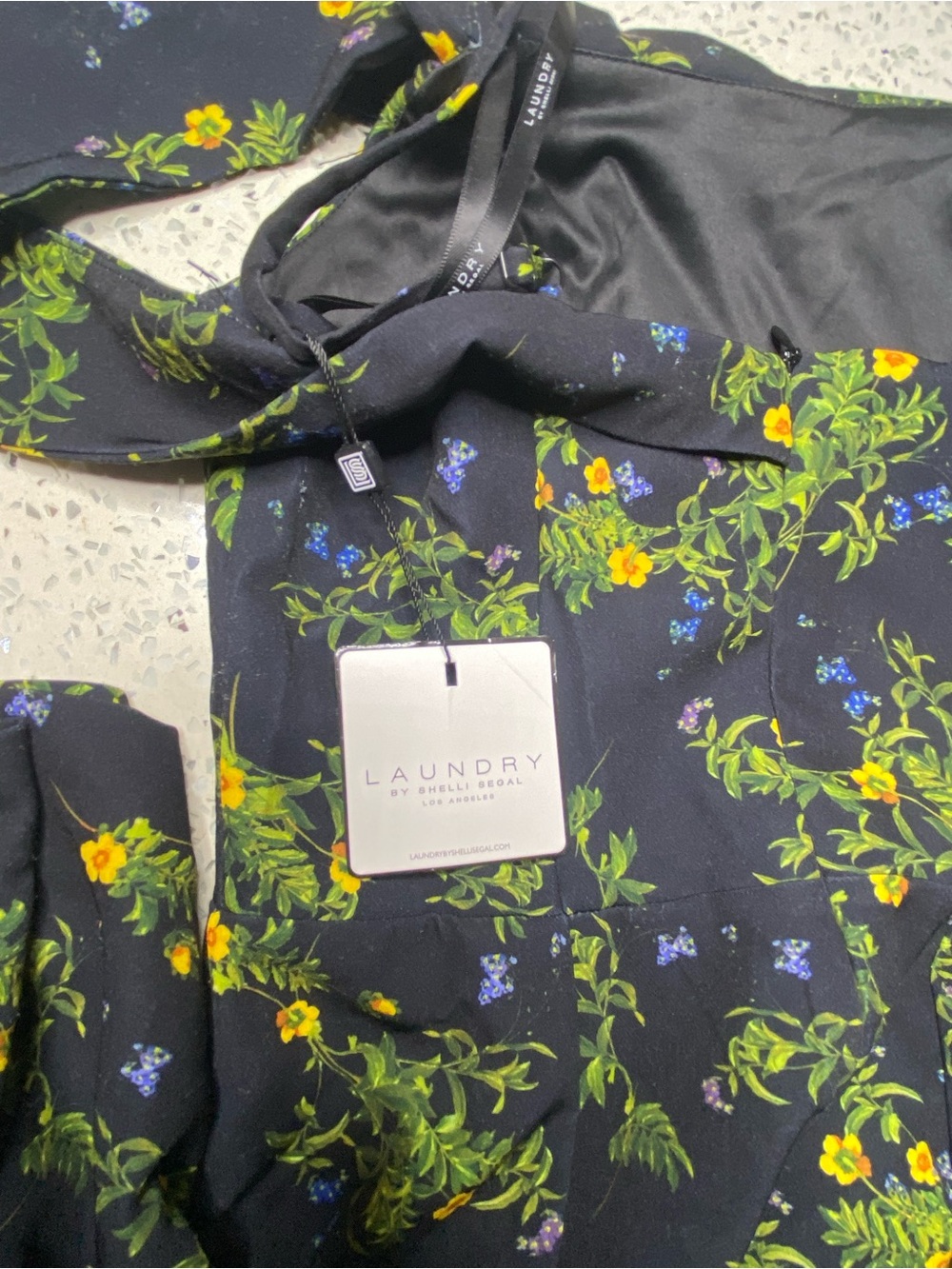 Floral Off-Shoulder Bodycon Dress - Black with Yellow & Green Print - Picture 4 of 5